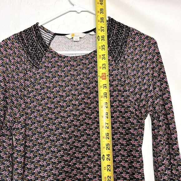 Boden Dress 4L Floral Embroidered Long Sleeve Tie Back Midi Flowy Smocked Cuffs - Picture 3 of 12